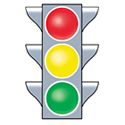 Red, yellow, and green traffic light.