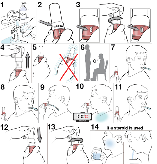14 steps for using a dry-powder twist inhaler